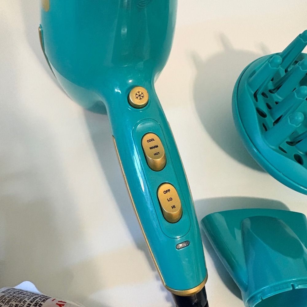 Joy Hair Dryer RCY-100M Ionic Touch Sensor Teal Gold Womens Working Pre-owned - Picture 3 of 5